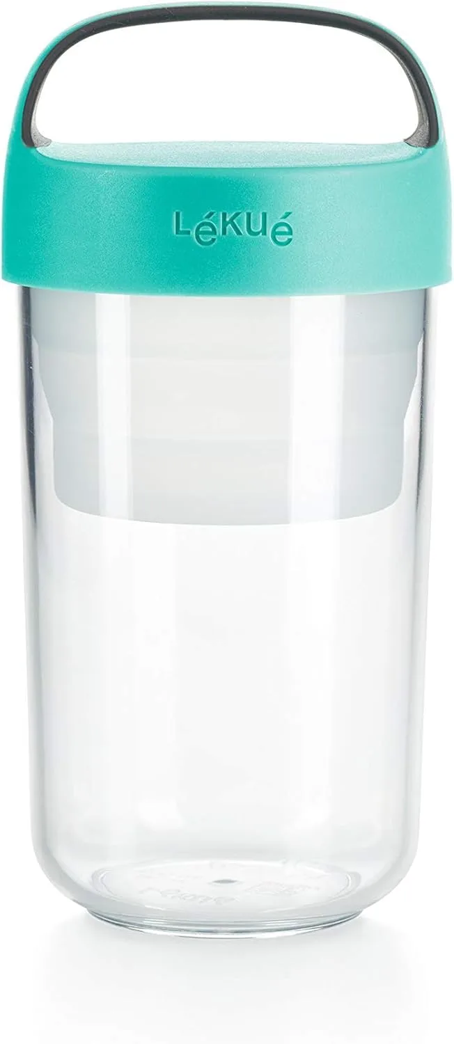Lékué ▫️ Frasco hermético para guardar alimentos, comida, pequeno-almoço, lanche, Frasco para levar cor Turquesa, 600 ml