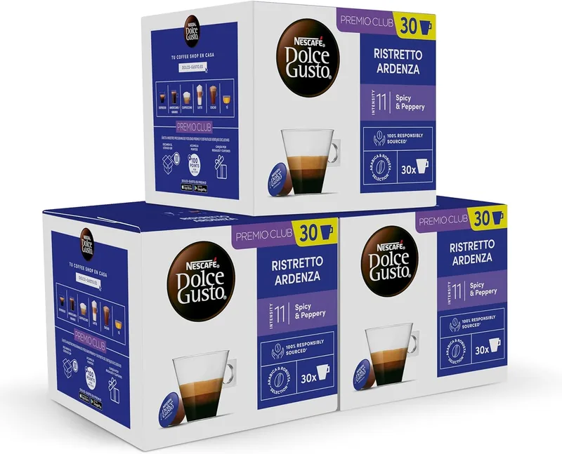 Nescafé Dolce Gusto ▫️ Espresso Ristretto Ardenza - Cápsulas de café, 90 cápsulas (3x30) - Intensidade 11 - Café arábica - Originais para máquinas de café Dolce Gusto