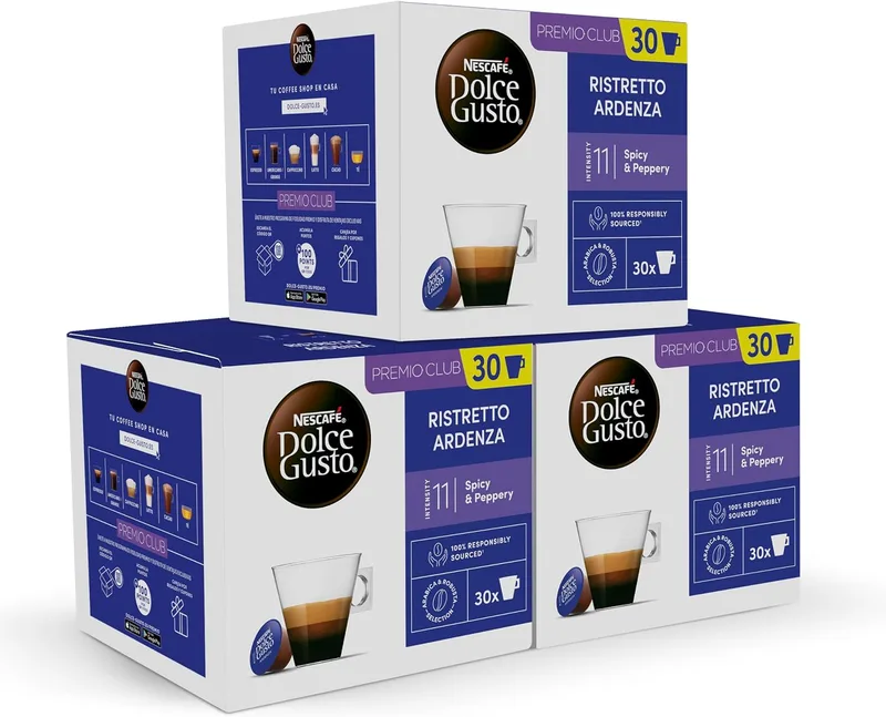 Nescafé Dolce Gusto ▫️ Espresso Ristretto Ardenza - Cápsulas de café, 90 cápsulas (3x30) - Intensidade 11 - Café arábica - Originais para máquinas de café Dolce Gusto