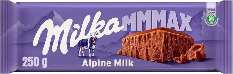 Milka ▫️ MMMAX, tablete grande de chocolate de leite Chocolate de leite alpino, 250 g