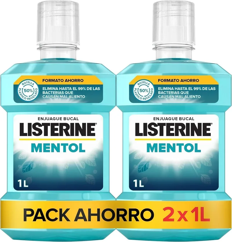 Listerine ▫️ Mentol - Elixir Bucal com Flúor, 1 L, 2 unidades