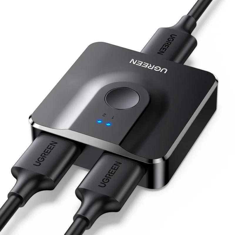 UGREEN ▫️ Switch HDMI 2.0 4K 60 Hz, 2 entradas, 1 saída, comutador bidirecional, 1 entrada e 2 saídas, 2K, 1080p, 120 Hz, HDR, CEC, Dolby Atmos, compatível com PC, PS5, PS4, Xbox, TV Stick, Chromecast e TV Box (Preto)