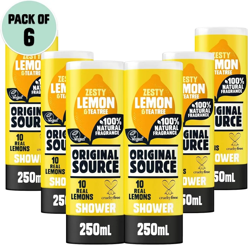 ORIGINAL SOURCE ▫️ Gel de Banho Limão e Árvore do Chá 250 ml Embalagem de 6