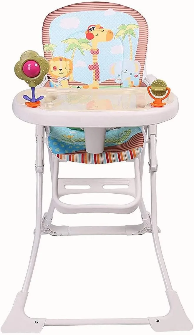 Star Ibaby ▫️ Cadeira alta bonita com brinquedos - Tabuleiro duplo, apoio para os pés regulável.