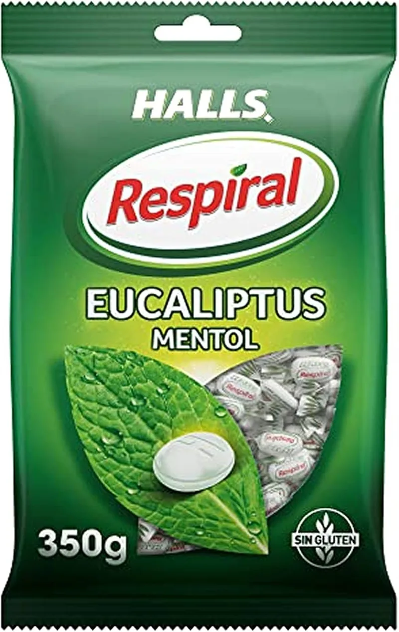 HALLS ▫️ Rebuçados Respiral com sabor a eucalipto e mentol, embalagem de 350 g