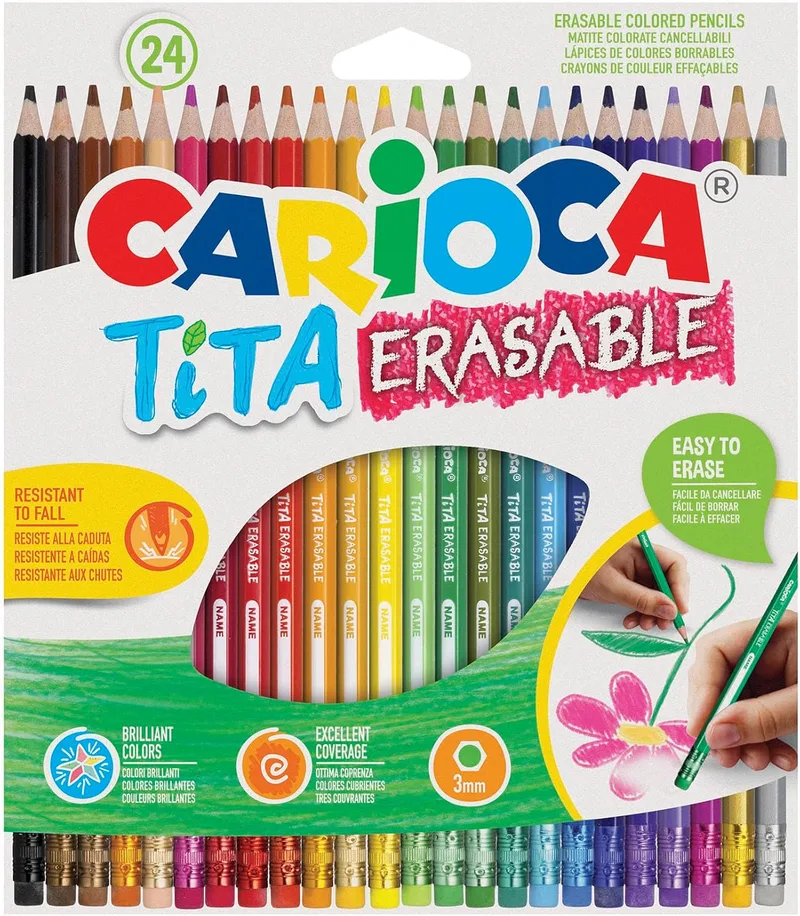 Carioca ▫️ Lápis apagáveis TITA - 24 unid.