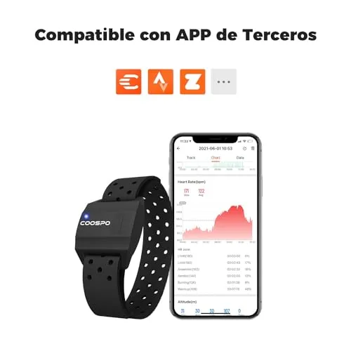 CooSpo ▫️ Pulseira com sensor ótico de frequência cardíaca, Bluetooth 4.0 e Ant+, compatível com iFit, Polar, Strava, Wahoo, Garmin e Peloton 5