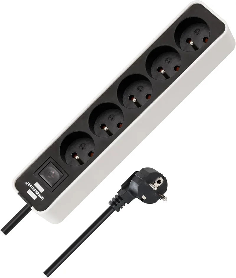 Brennenstuhl ▫️ ecolor – Base com ficha de 1,5 m H05VV-F3G1.0 com interruptor, 1,5 m, branco, 1153251020
