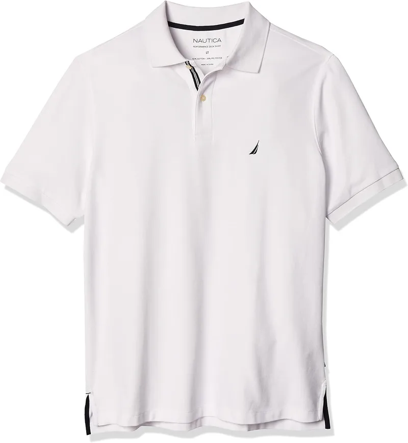 Nautica ▫️ Camisa polo de manga curta «Performance Deck» para homem, tamanho grande e alto, corte clássico, cor lisa