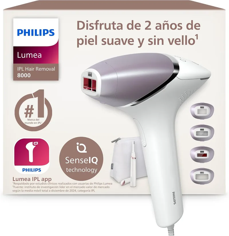 PHILIPS ▫️ Lumea série 8000, aparelho de depilação IPL, alternativa à depilação a laser, tecnologia SenseIQ, 4 acessórios para o corpo, caneta de corte compacta acetinada, BRI949/00