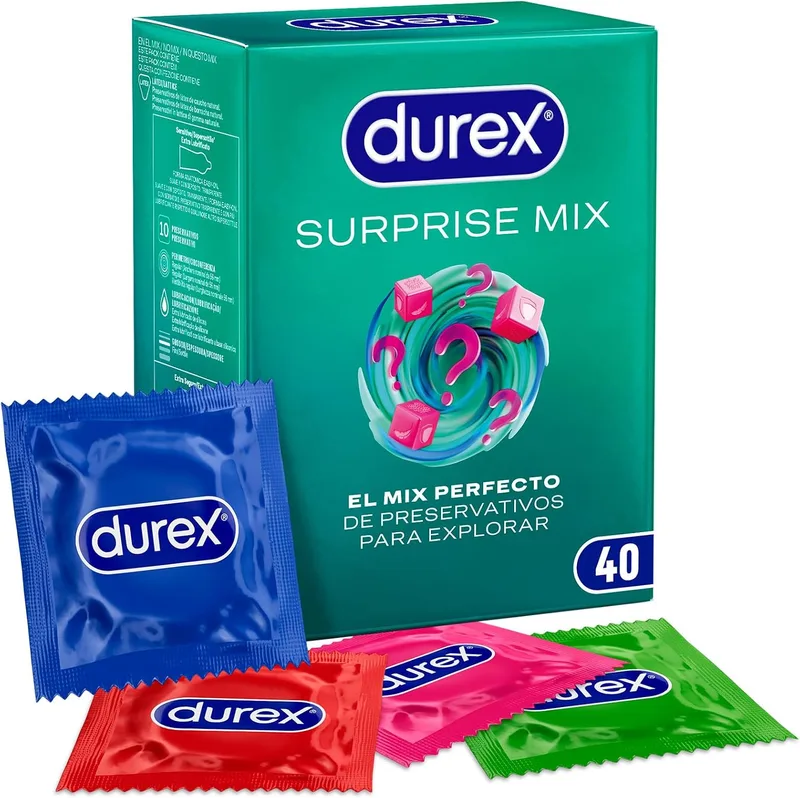 Durex ▫️ Preservativos Surprise Mix, seleção de 40 preservativos