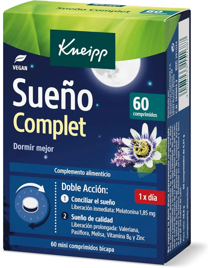 Kneipp ▫️ Sleep Complet: Tecnologia Bilayer; ajuda a conciliar e a manter o sono; 1,85 mg de melatonina; 60 comprimidos