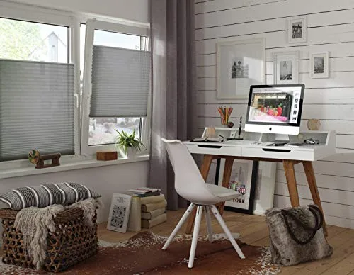 Gardinia ▫️ Estores plissados, estores plissados opacos, todas as peças de montagem incluídas, estores plissados EASYFIX fixados com dois trilhos, quadro, 75 x 130 cm (LxA) 3