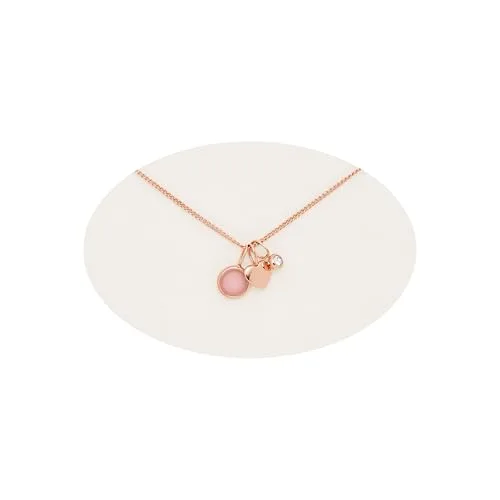Fossil ▫️ Colar com pendente redondo em aço inoxidável em tom de ouro rosa para mulher, com fecho tipo lagosta 2