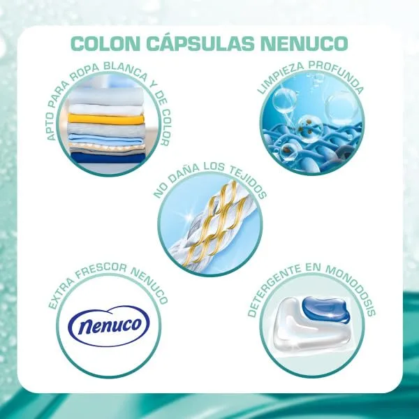 Colon ▫️ Total Power Gel Caps Nenuco – Detergente para máquina de lavar roupa, aroma Nenuco, formato cápsulas – 32 doses. 2