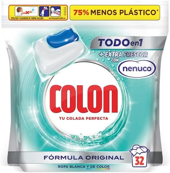 Colon ▫️ Total Power Gel Caps Nenuco – Detergente para máquina de lavar roupa, aroma Nenuco, formato cápsulas – 32 doses.