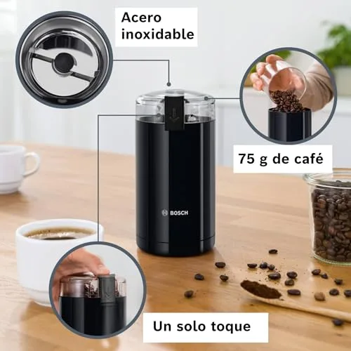 Bosch ▫️ Moedor de café elétrico, 180 W, capacidade de 75 gramas, preto, TSM6A013B 3