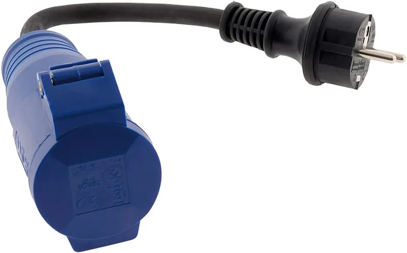 Zenitech ▫️ Adaptador para caravana, fêmea CEE17 para macho 16 A - Azul - Resistente às condições exteriores - Ligação rápida e segura - Índice de proteção IP44 - Ideal para acampamento e caravana