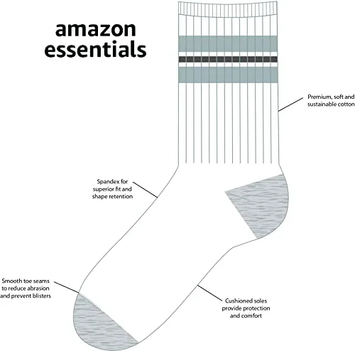 Amazon Essentials ▫️ Meias desportivas acolchoadas de algodão para crianças 3
