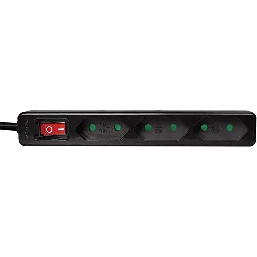 LogiLink ▫️ LPS230B - Extensão com 3 tomadas (tomada europeia, CEE 7/16, com interruptor de ligar/desligar com proteção para crianças), cor preta 2