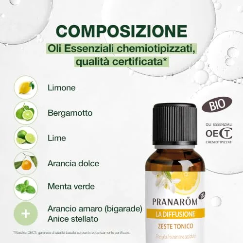 PRANAROM ▫️ Óleo Essencial Cítrico Tonificante BIO para difusão 30 ml – Energia 3