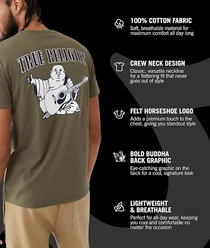 True Religion ▫️ Camisola de gola redonda com logótipo Buddha para homem (pacote de 1) 2