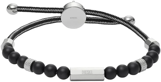 Diesel Pulseira de contas semi-preciosas para homem com fecho de correr