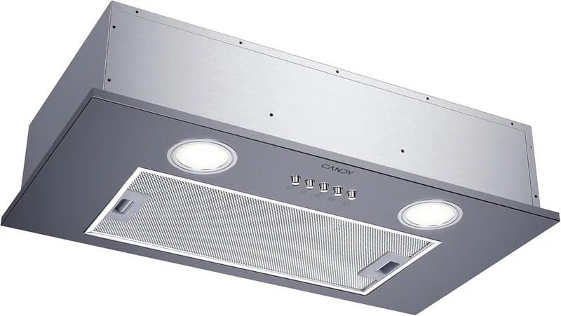 CANDY ▫️ Grupo de filtragem CBG625/1X, 3 níveis de potência, Capacidade de extração 200m3/h, Luzes LED, Painel anti-gordura, Filtros de carbono, 74W, 63dB, Cinzento, 13 x 52 x 28 cm