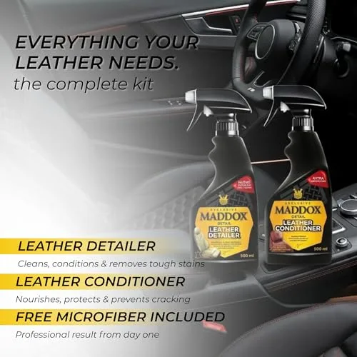 Maddox Detail ▫️ Kit de Limpeza de Couro para Automóveis Leather Care Kit 2x500 ml 5