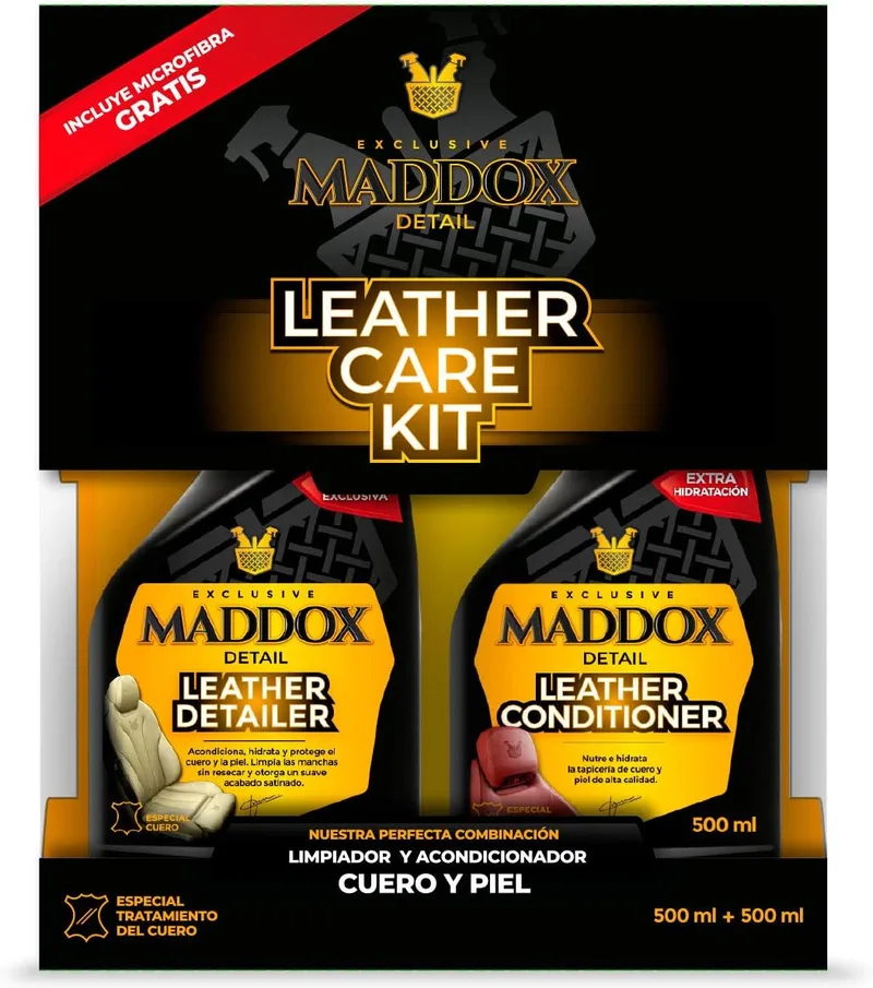 Maddox Detail ▫️ Kit de Limpeza de Couro para Automóveis Leather Care Kit 2x500 ml