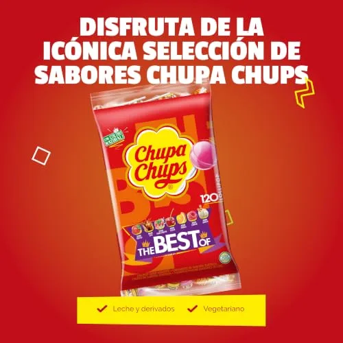 Chupa Chups ▫️ Caramelo com Pau, Sabores Variados, Embalagem Económica com 120 Pirulitos 5