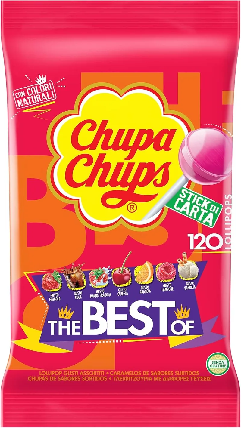 Chupa Chups ▫️ Original – Caramelo no Pau, de Sabores Variados, 120 x 12 g