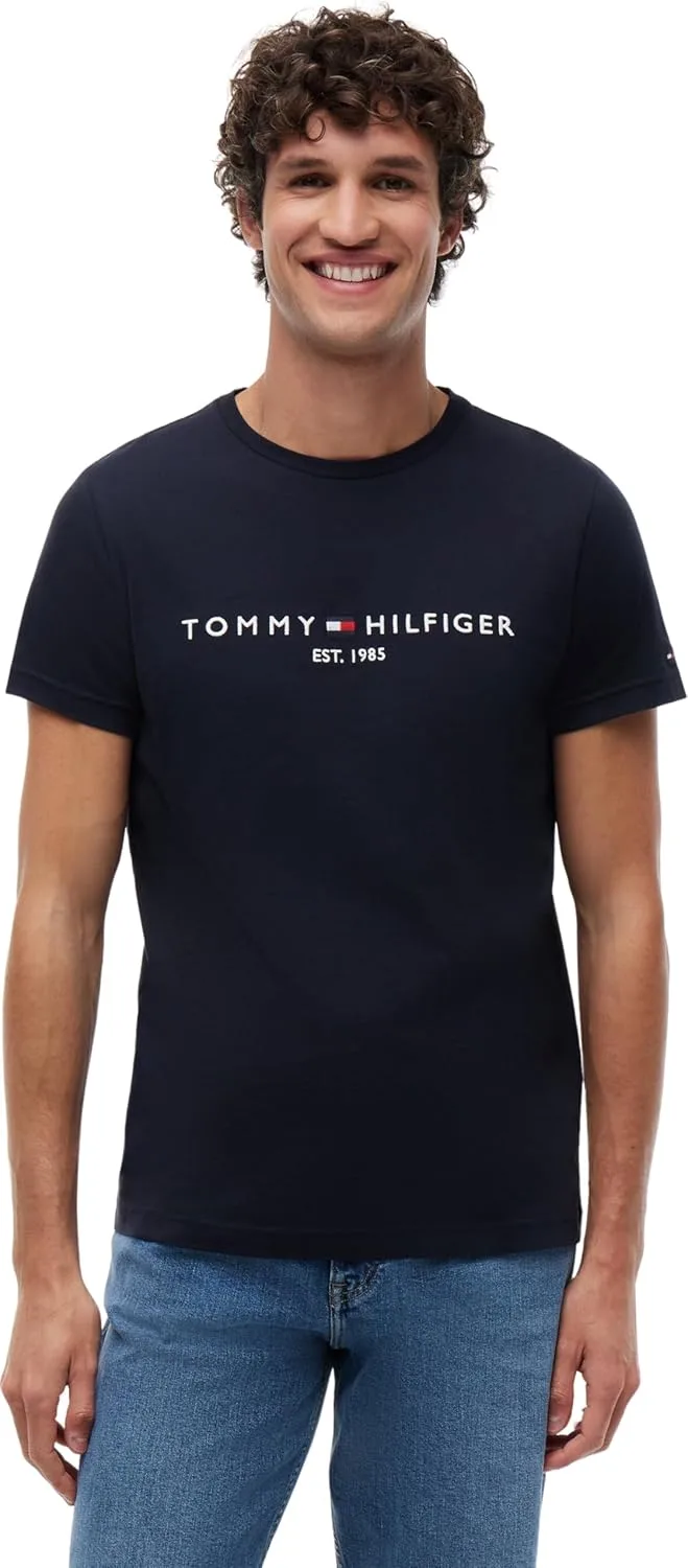 Tommy Hilfiger ▫️ Camiseta de manga curta para homem Core Tommy Logo com gola redonda