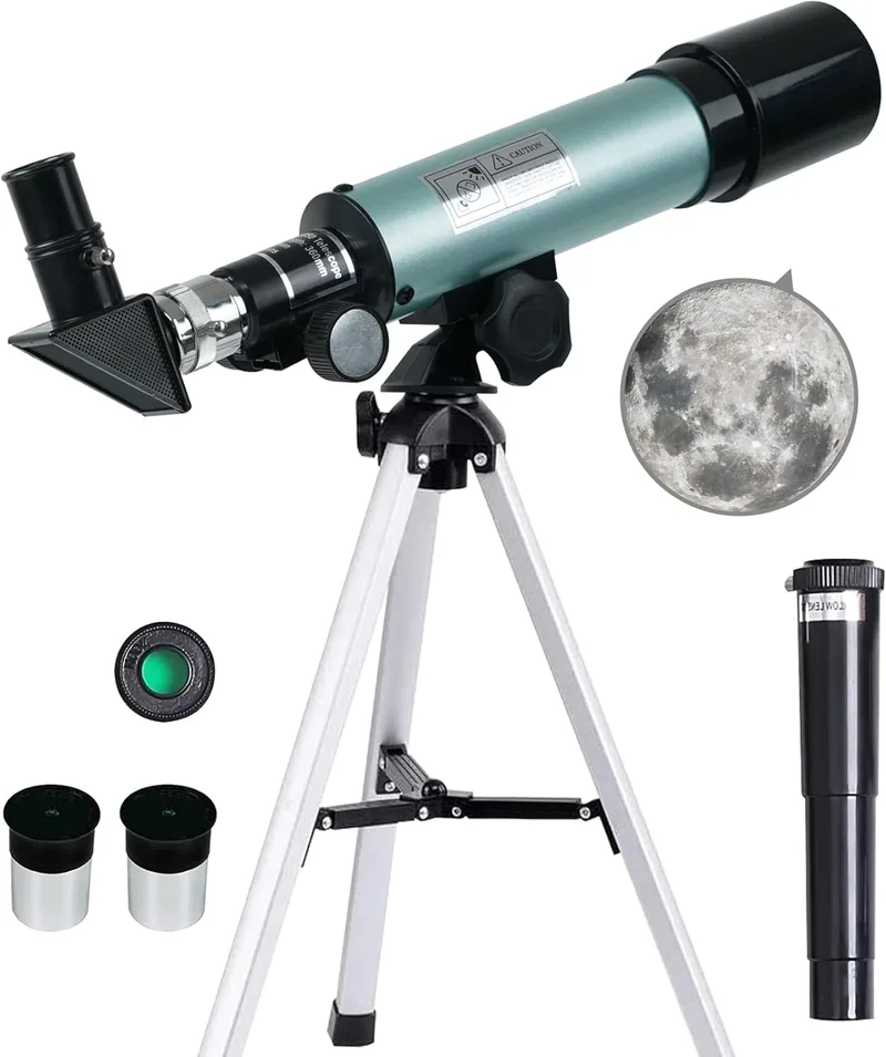 Mijiao ▫️ Telescópio astronómico para crianças, telescópio 360/50 mm 90X, telescópio astronómico refractor com tripé, presente: telescópios astronómicos para crianças e adultos para observar a Lua e aves