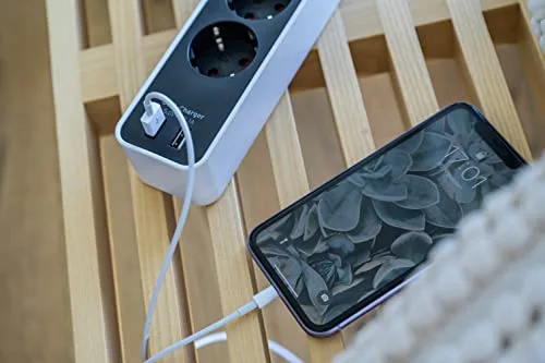 Brennenstuhl ▫️ Ecolor extensão com 4 tomadas e função de carregamento USB (2 portas de carregamento USB, interruptor, cabo de 1,5 m) Branco 4