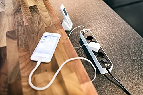 Brennenstuhl ▫️ Ecolor extensão com 4 tomadas e função de carregamento USB (2 portas de carregamento USB, interruptor, cabo de 1,5 m) Branco 5
