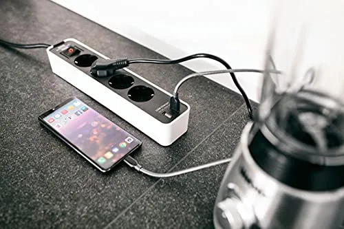 Brennenstuhl ▫️ Ecolor extensão com 4 tomadas e função de carregamento USB (2 portas de carregamento USB, interruptor, cabo de 1,5 m) Branco 6