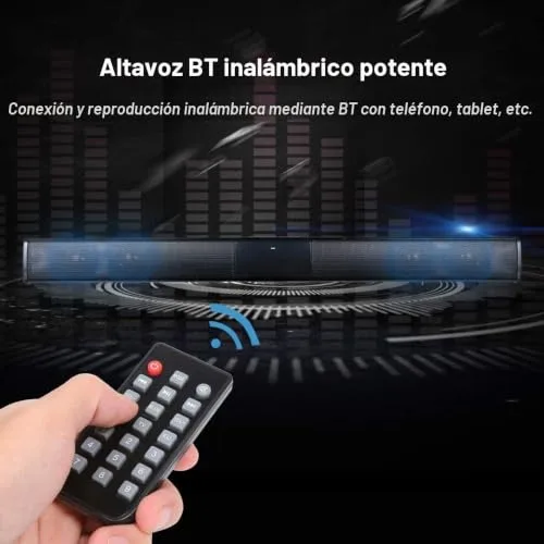 Docooler ▫️ Soundbar para televisores, Luxus sem fios BT 4.0, coluna Soundbar para TV, sistema de cinema em casa 3D com graves potentes e subwoofer para televisor com entrada RCA – Comando à distância 3