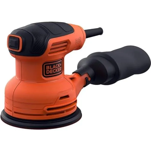 Black+Decker ▫️ BEW210-QS Lixadeira orbital 230 W, diâmetro do papel de lixa 125 mm, diâmetro da órbita 2,4 mm, fixação tipo velcro, saco de recolha de pó 2