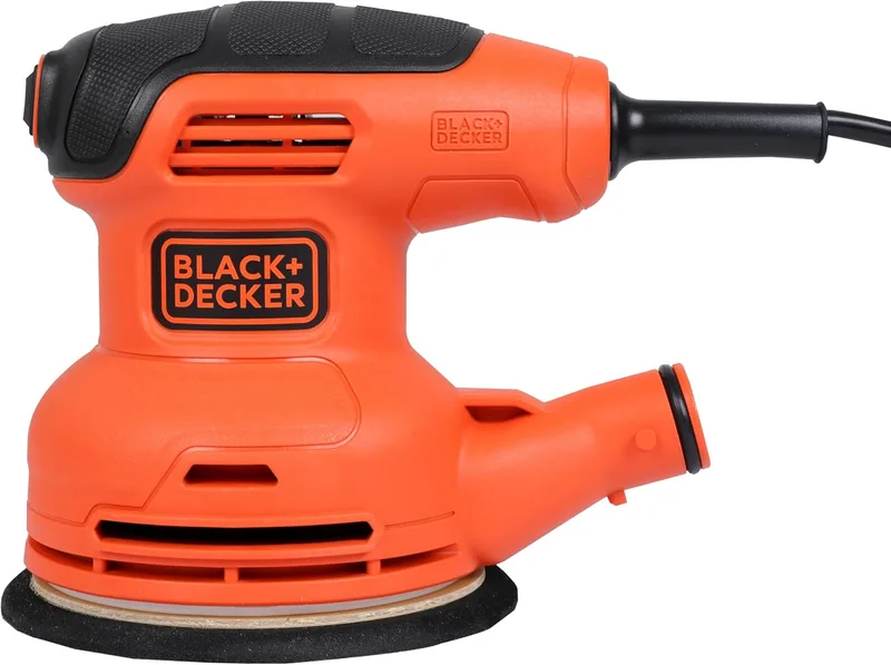 Black+Decker ▫️ BEW210-QS Lixadeira orbital 230 W, diâmetro do papel de lixa 125 mm, diâmetro da órbita 2,4 mm, fixação tipo velcro, saco de recolha de pó