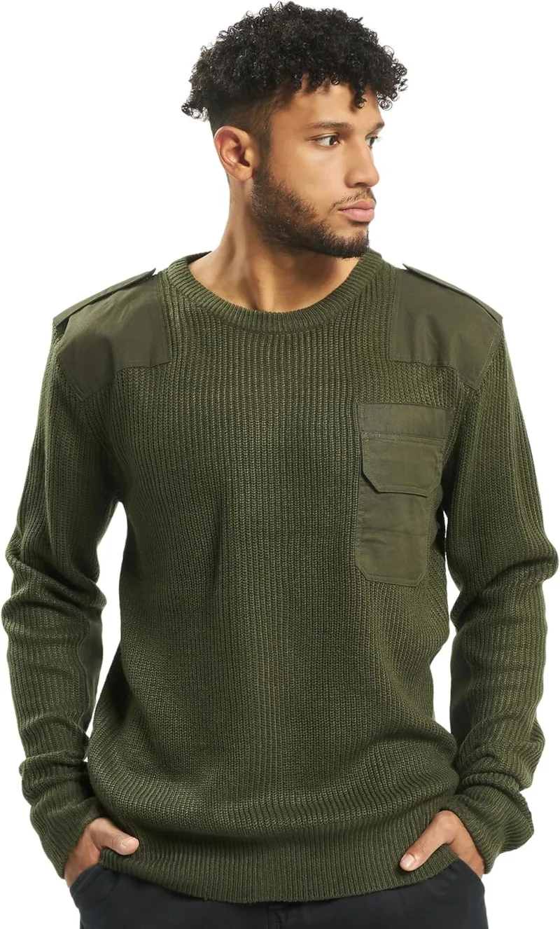 Brandit ▫️ BW Camisola de malha para homem, cor azeitona, corte regular