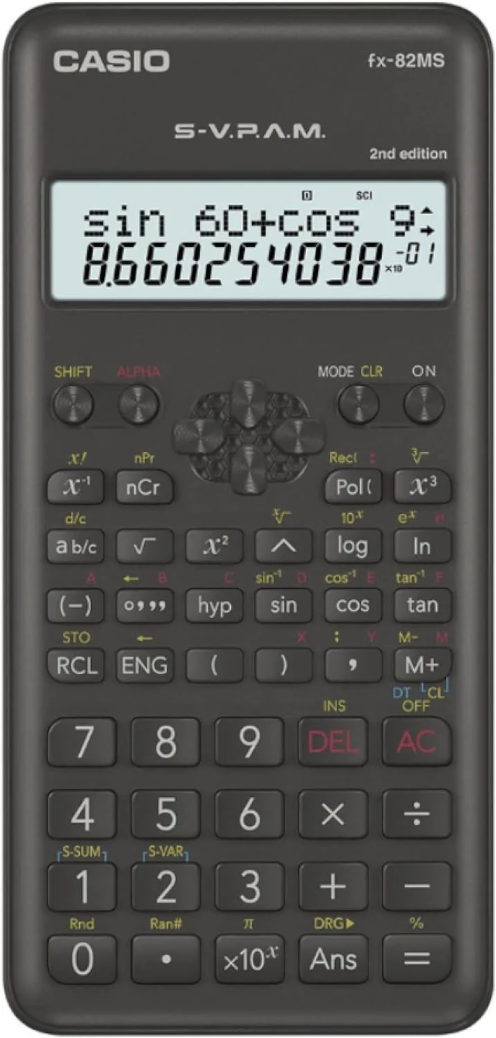 Casio ▫️ FX-82MS-2-S-ET-B, Calculadora Científica, 1, Cinza Escuro