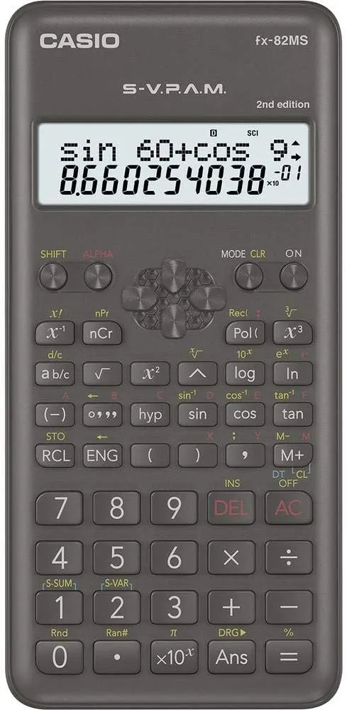 Casio ▫️ FX-82MS-2-S-ET-B, Calculadora Científica, 1, Cinza Escuro