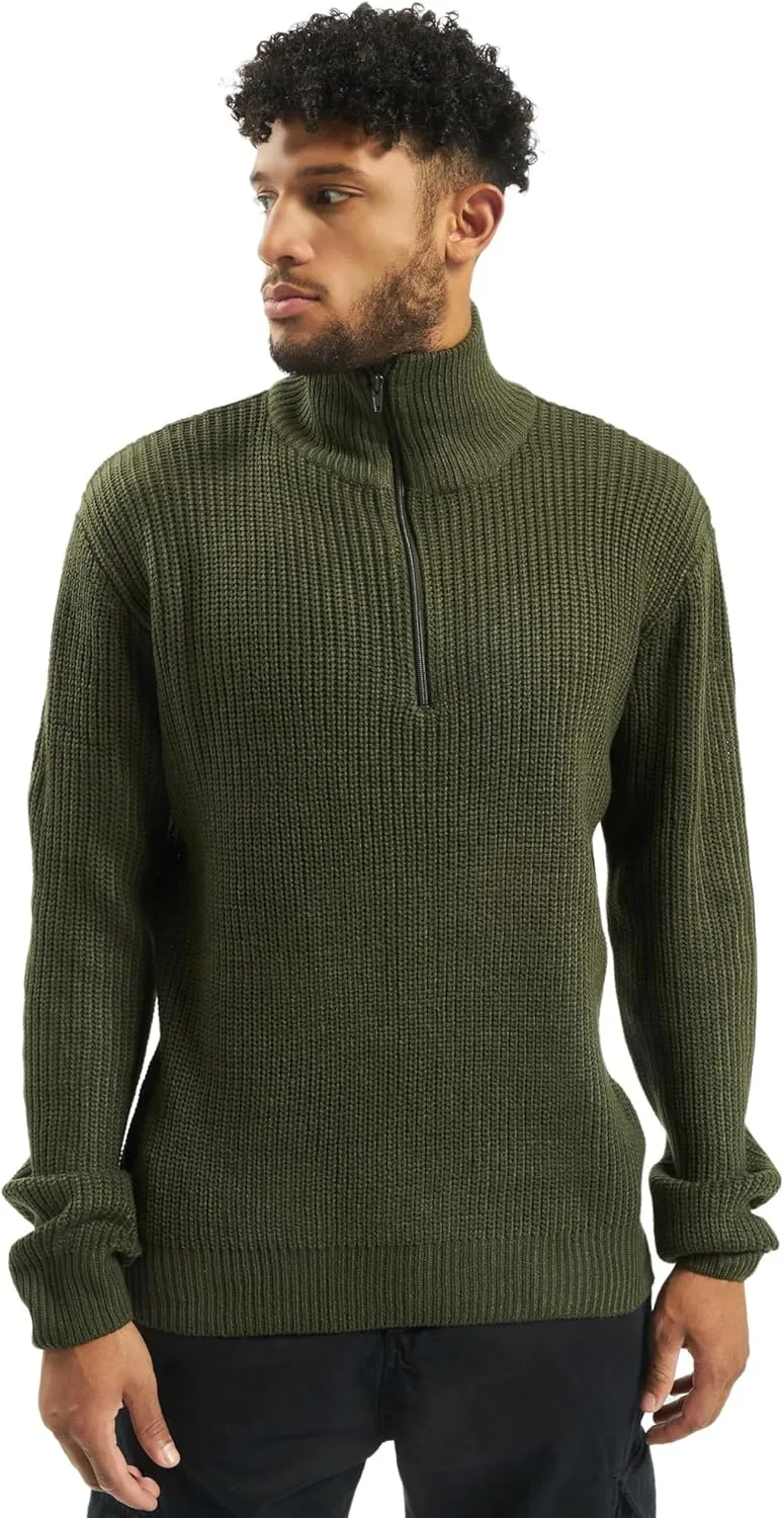 Brandit ▫️ Pulôver de malha regular preto Marine Troyer para homem