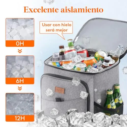 Lifewit ▫️ Mochila térmica bolsas térmicas portáteis, cestos para louça de exterior e piqueniques, mochilas térmicas grandes para transportar alimentos para a praia, campismo e viagens, cinzenta, 26 L 2