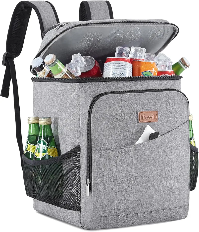 Lifewit ▫️ Mochila térmica bolsas térmicas portáteis, cestos para louça de exterior e piqueniques, mochilas térmicas grandes para transportar alimentos para a praia, campismo e viagens, cinzenta, 26 L