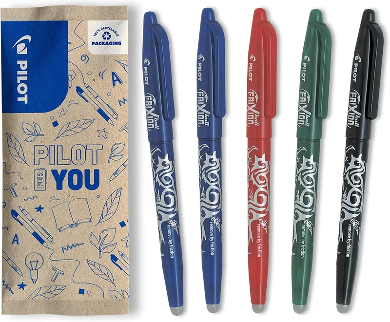PILOT ▫️ 5 FriXion Ball - Caneta esbofateável recarregável - Multicolorida