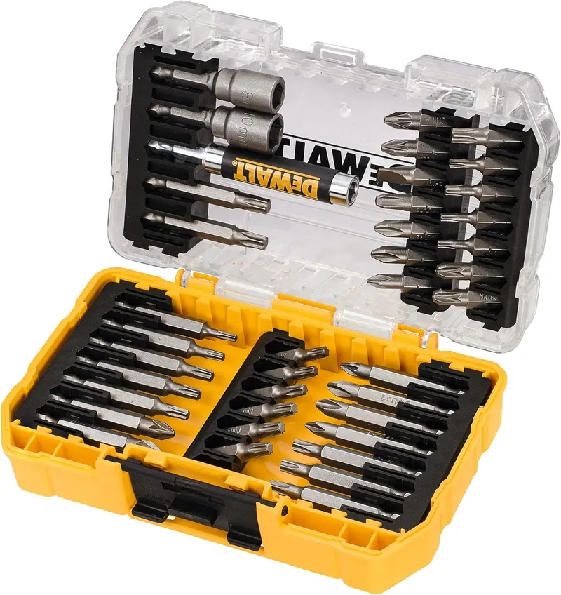 DEWALT ▫️ DT70717-QZ - Conjunto de 40 pontas de aparafusar e brocas de 25 mm e 50 mm, com porta-pontas magnético, versatilidade e durabilidade, para profissionais