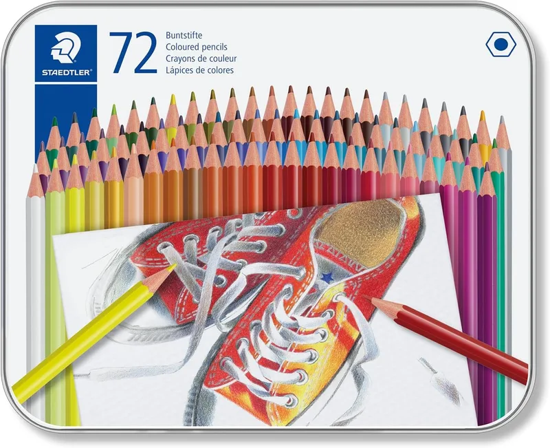 STAEDTLER ▫️ 175M72 ST Lápis de cor hexagonais, caixa com 72 cores sortidas