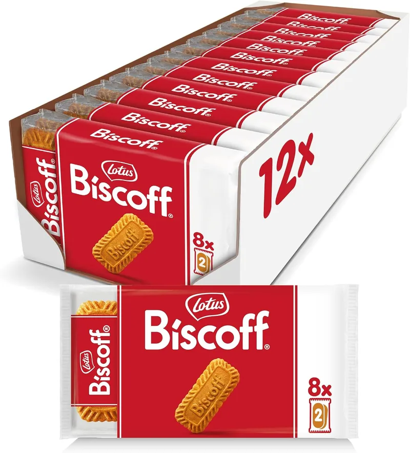 Biscoff ▫️ Bolachas Lotus | Embaladas em pacotes de 2 | 12x (8x2) | 1,48 kg